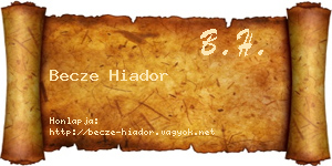 Becze Hiador névjegykártya